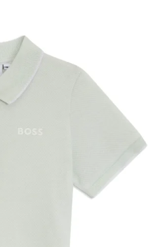 Kids’ cotton piqué polo shirt with logo print