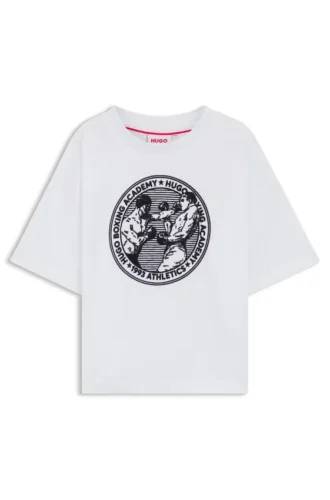 Kids’ cotton T-shirt with boxing-themed artwork