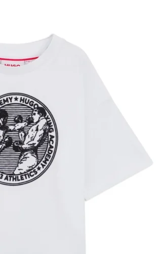 Kids’ cotton T-shirt with boxing-themed artwork