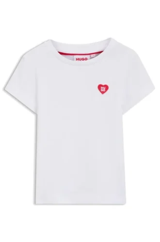 Kids’ cotton T-shirt with heart-shaped embroidered logo
