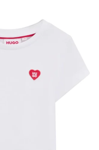 Kids’ cotton T-shirt with heart-shaped embroidered logo