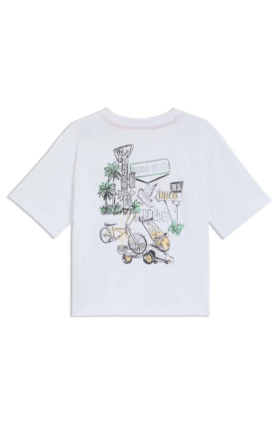 Kids’ cotton T-shirt with rear artwork Kids’ cotton T-shirt with rear artwork