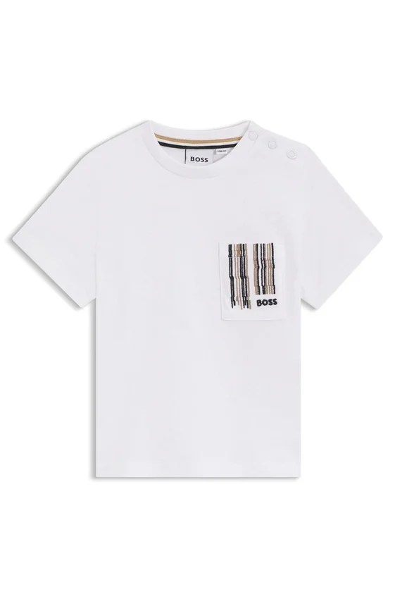 Kids’ cotton T-shirt with signature-stripe pocket Kids’ cotton T-shirt with signature-stripe pocket