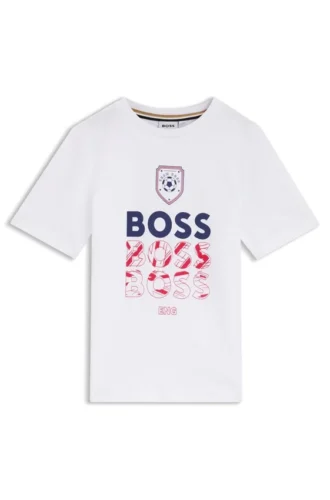 Kids’ cotton T-shirt with soccer artwork