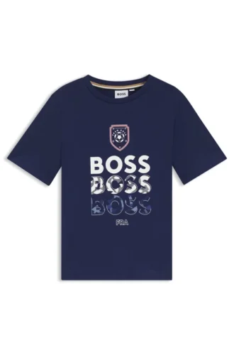 Kids’ cotton T-shirt with soccer artwork