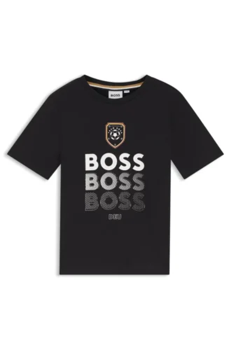 Kids’ cotton T-shirt with soccer artwork