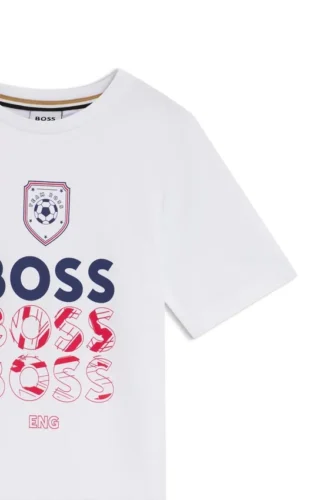 Kids’ cotton T-shirt with soccer artwork