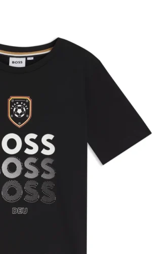 Kids’ cotton T-shirt with soccer artwork