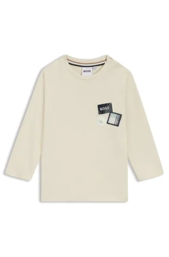 Kids’ cotton T-shirt with three logo badges