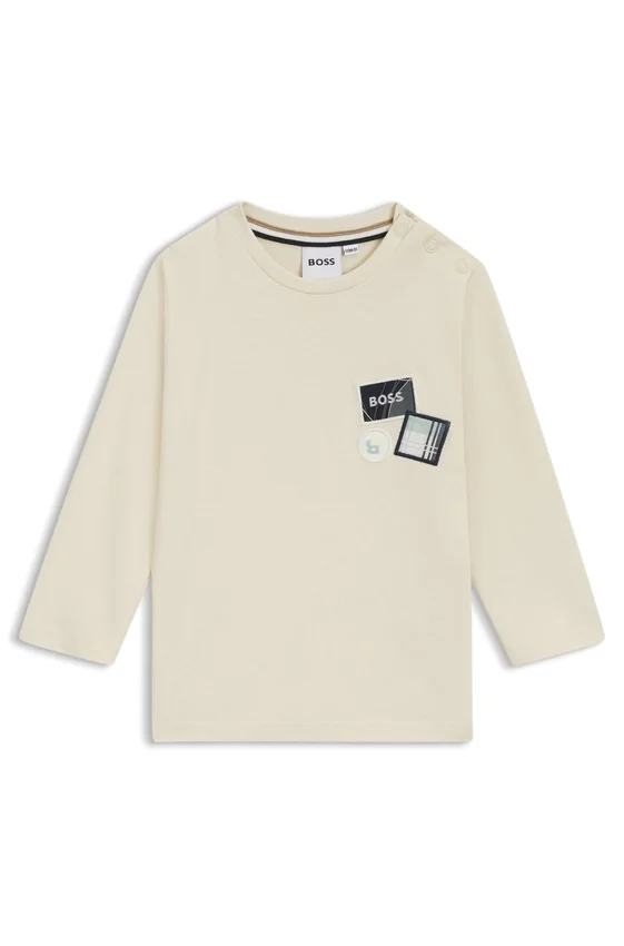 Kids’ cotton T-shirt with three logo badges Kids’ cotton T-shirt with three logo badges