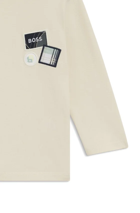 Kids’ cotton T-shirt with three logo badges Kids’ cotton T-shirt with three logo badges