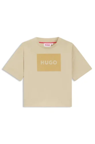 Kids’ cotton T-shirt with velvet-effect logo