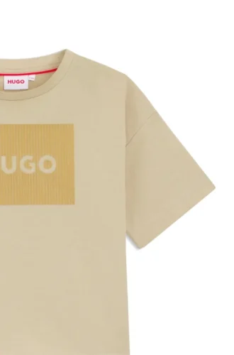 Kids’ cotton T-shirt with velvet-effect logo
