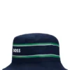 Kids’ cotton-twill bucket hat with logo and stripes