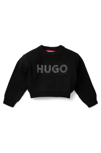 Kids’ cropped sweater with studded logo