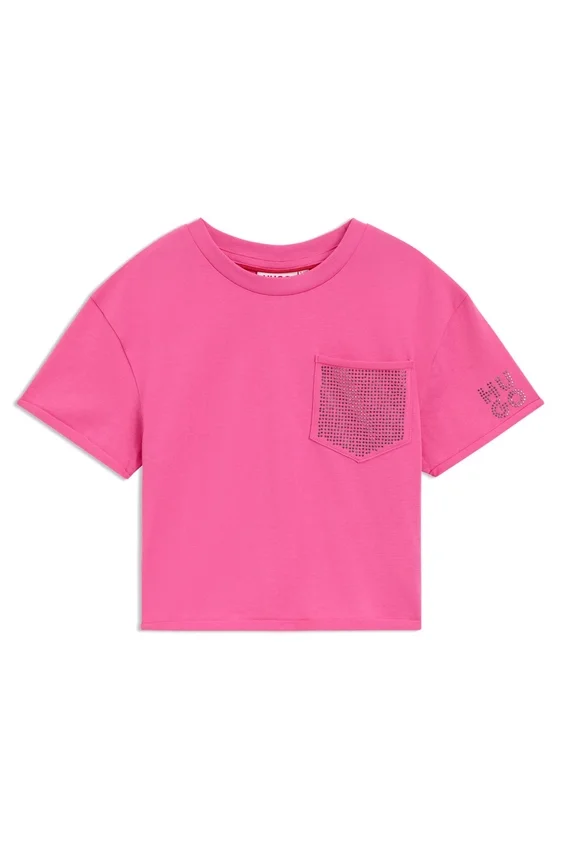 Kids’ cropped T-shirt with contrast pocket Kids’ cropped T-shirt with contrast pocket