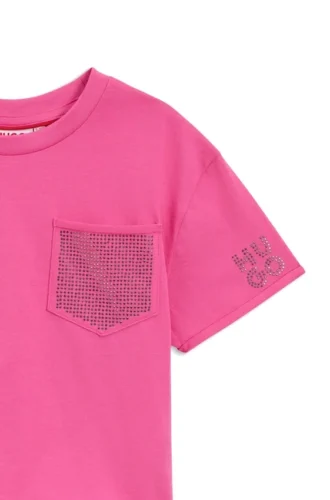 Kids’ cropped T-shirt with contrast pocket