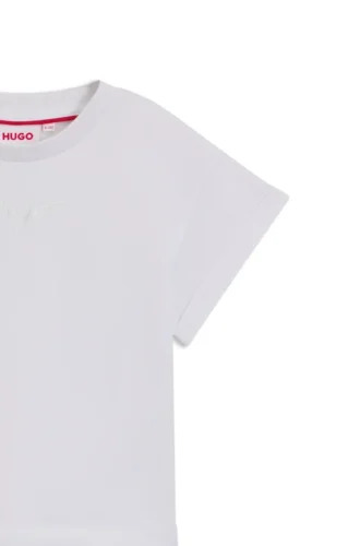 Kids’ cropped T-shirt with iridescent logo