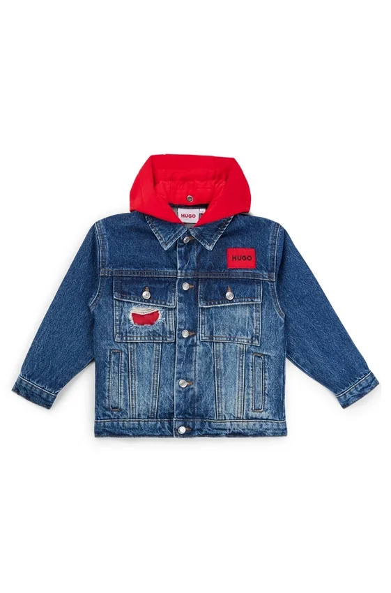 Kids’ denim jacket with detachable fleece hood Kids’ denim jacket with detachable fleece hood
