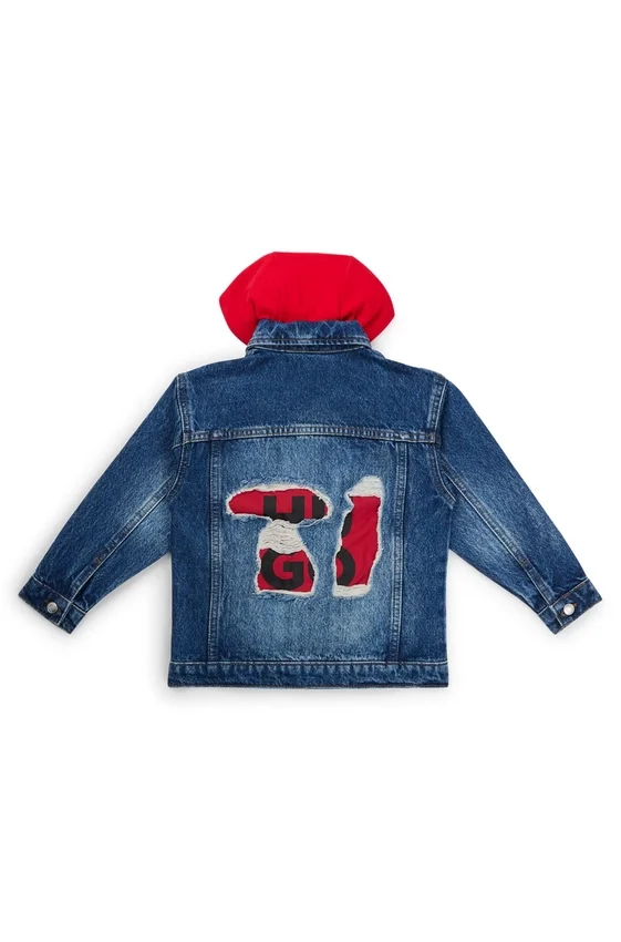 Kids’ denim jacket with detachable fleece hood Kids’ denim jacket with detachable fleece hood