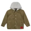 Kids’ denim overshirt with detachable fleece hood