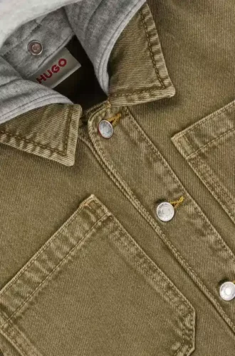 Kids’ denim overshirt with detachable fleece hood