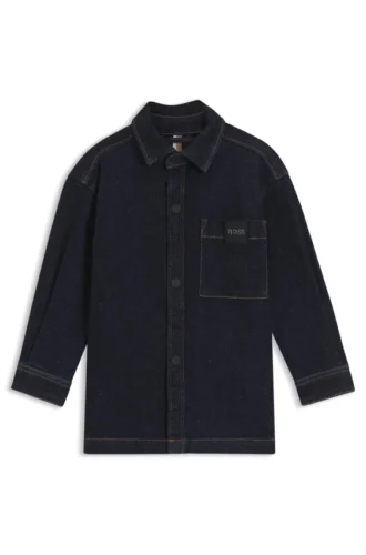 Kids’ denim shirt in stretch cotton