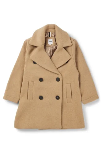 Kids’ double-breasted coat with printed lining