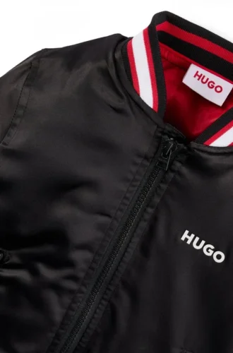 Kids’ double-logo bomber jacket in satin