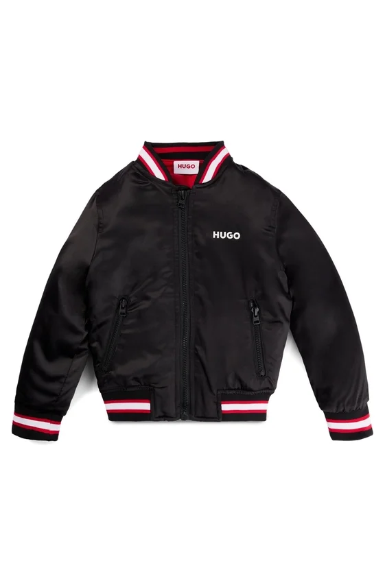 Kids’ double-logo bomber jacket in satin Kids’ double-logo bomber jacket in satin