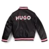 Kids’ double-logo bomber jacket in satin Kids’ double-logo bomber jacket in satin