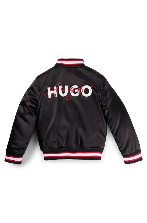 Kids’ double-logo bomber jacket in satin Kids’ double-logo bomber jacket in satin