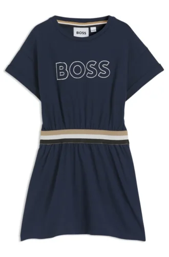 Kids’ embroidered-logo dress in stretch cotton
