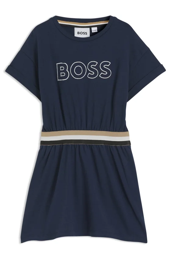 Kids’ embroidered-logo dress in stretch cotton Kids’ embroidered-logo dress in stretch cotton
