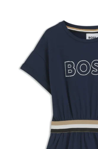 Kids’ embroidered-logo dress in stretch cotton