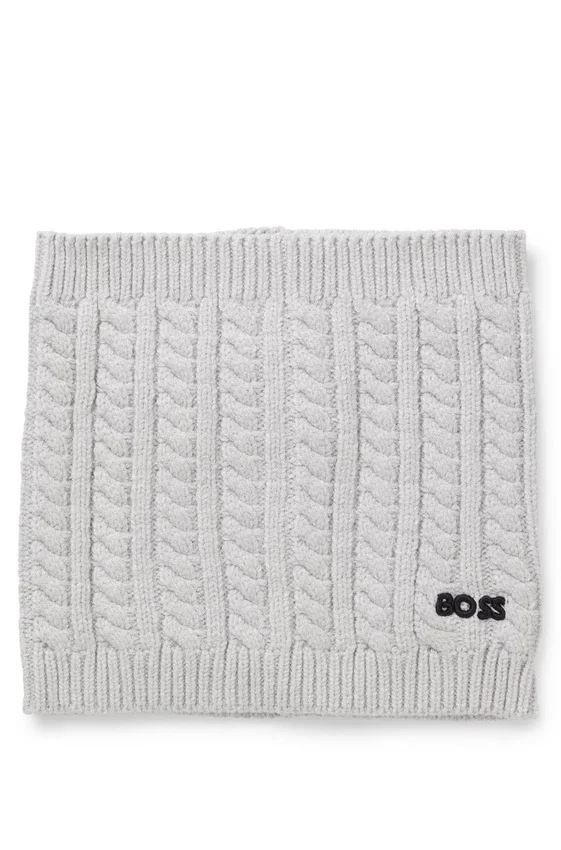 Kids’ embroidered-logo snood with cable knit Kids’ embroidered-logo snood with cable knit