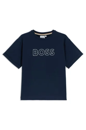 Kids’ embroidered-logo T-shirt in stretch cotton