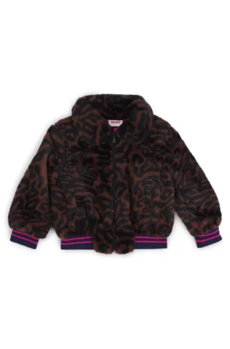 Kids’ faux-fur jacket with cheetah print
