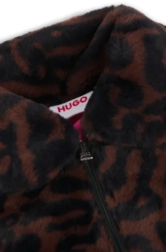Kids’ faux-fur jacket with cheetah print