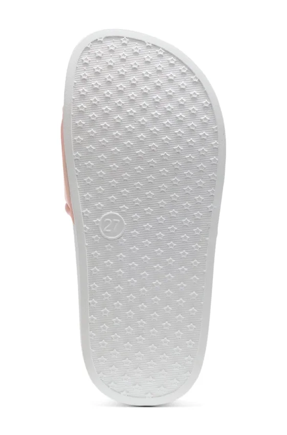 Kids’ faux-leather slides with heart-shaped logo print Kids’ faux-leather slides with heart-shaped logo print