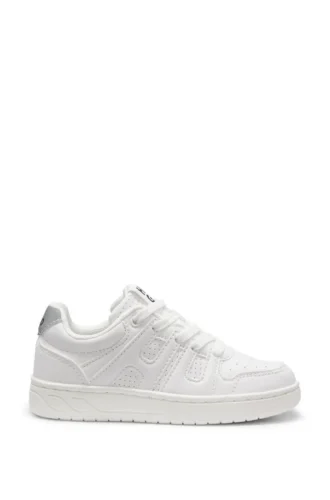 Kids’ faux-leather sneakers with logo details