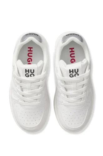 Kids’ faux-leather sneakers with logo details