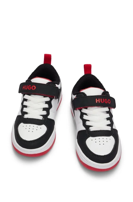 Kids’ faux-leather trainers with branded strap Kids’ faux-leather trainers with branded strap