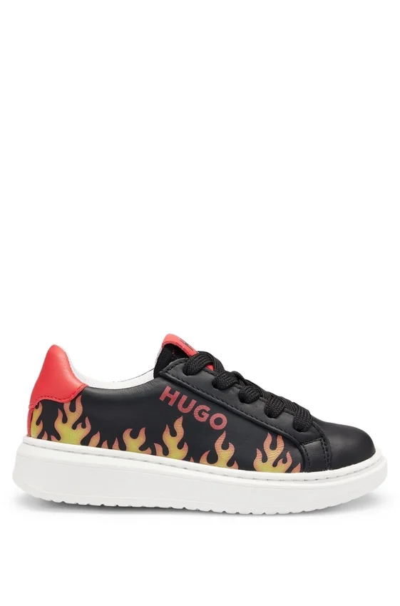 Kids’ flame-artwork trainers in nappa leather Kids’ flame-artwork trainers in nappa leather