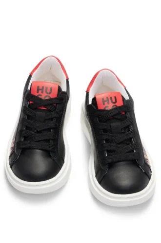 Kids’ flame-artwork trainers in nappa leather