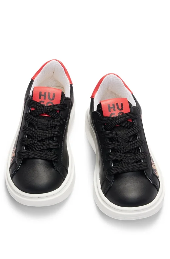 Kids’ flame-artwork trainers in nappa leather Kids’ flame-artwork trainers in nappa leather