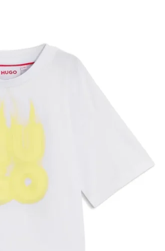 Kids’ flame-logo T-shirt in cotton