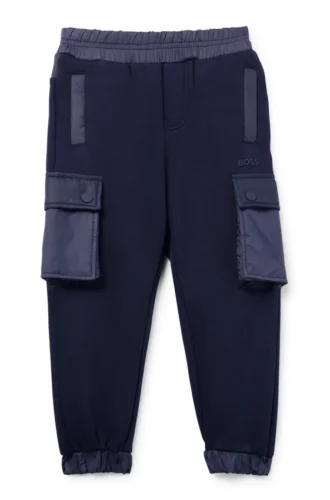 Kids’ fleece tracksuit bottoms with cargo pockets