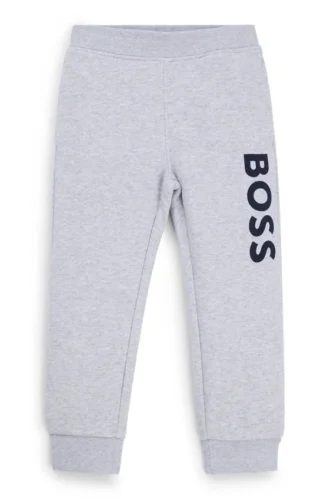 Kids’ fleece tracksuit bottoms with vertical logo print