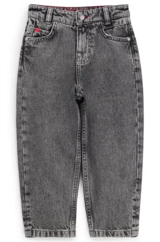 Kids’ grey loose-fit jeans in cotton denim